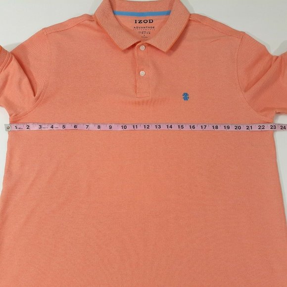 Izod Men's Orange Collared Natural Stretch Short Sleeve Polo Shirt Size L - Picture 8 of 11